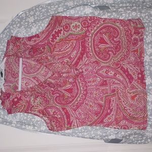 😊2X T shirt Rhalf Lauren pink/white/green